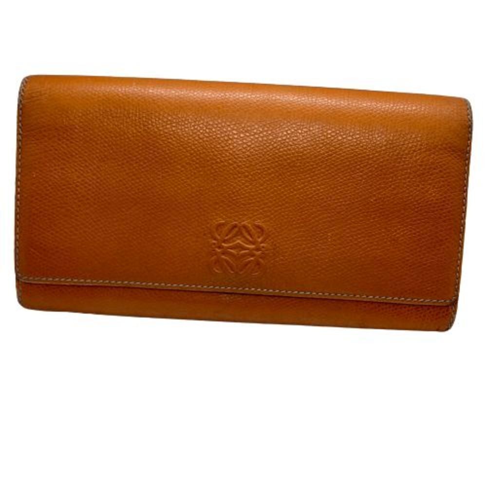 Authentic Loewe Orange Leather Long Designer Wallet / Clutch